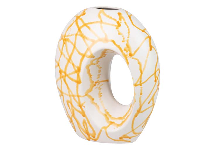 JARRON CERAMICA BLANCO/AMARILLO 30x17x35 CM