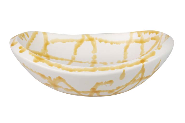 CENTRO DE MESA CERAMICA BLANCO AMARILLO 30x22x10CM