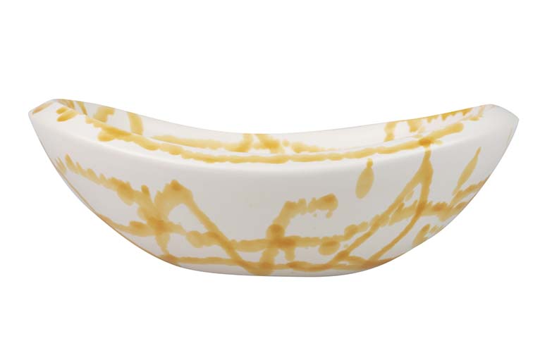 CENTRO DE MESA CERAMICA BLANCO AMARILLO 30x22x10CM