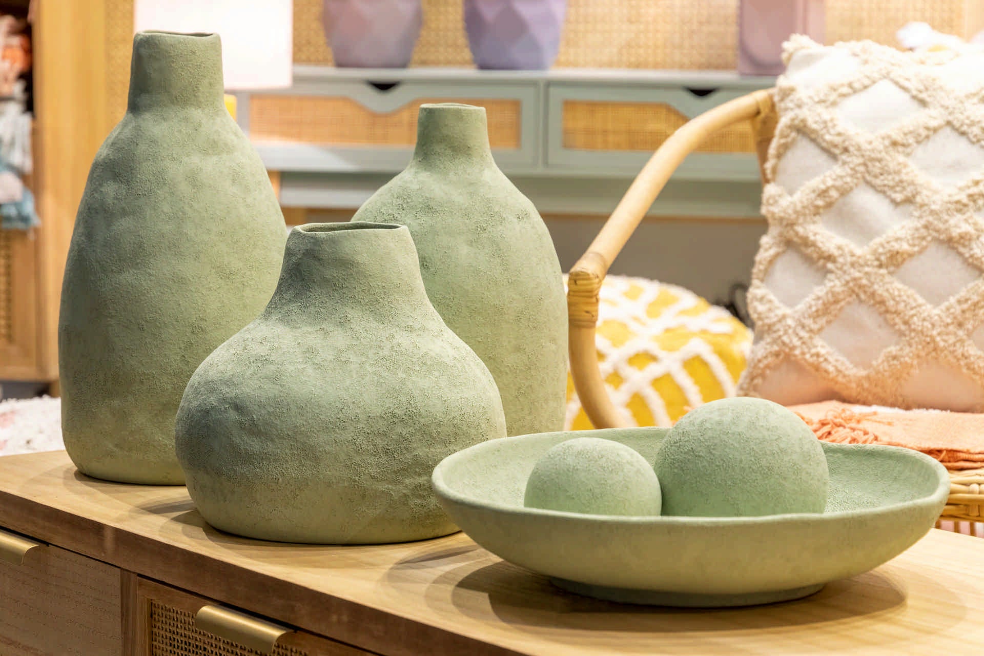 CENTRO DE MESA CERAMICA VERDE 36x36x8 CM