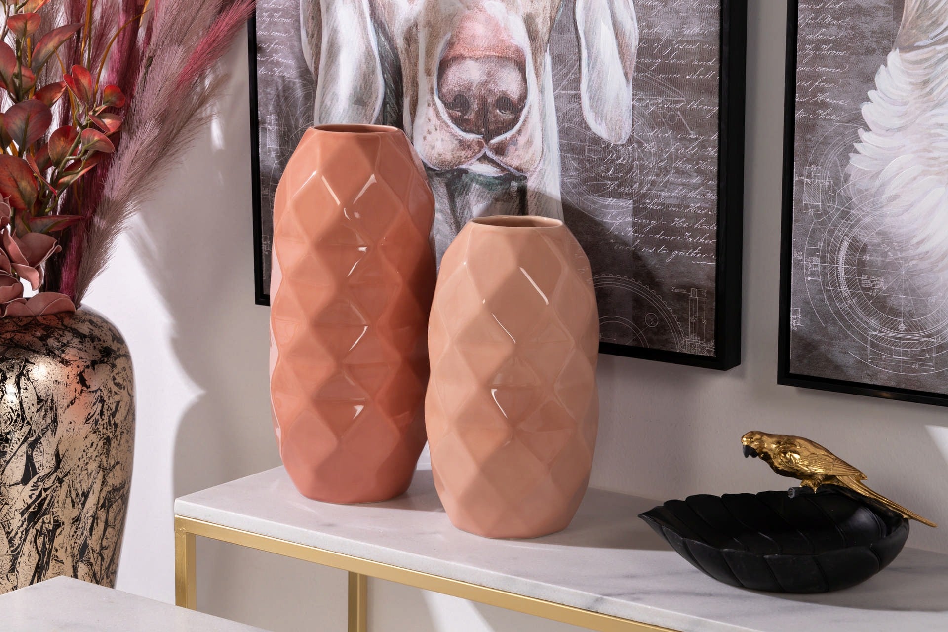 JARRON CERAMICA ROSA 17x17x30 CM