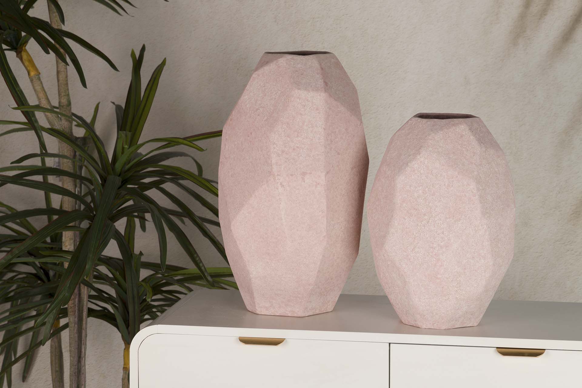 JARRON CERAMICA ROSA 27x27x48 CM