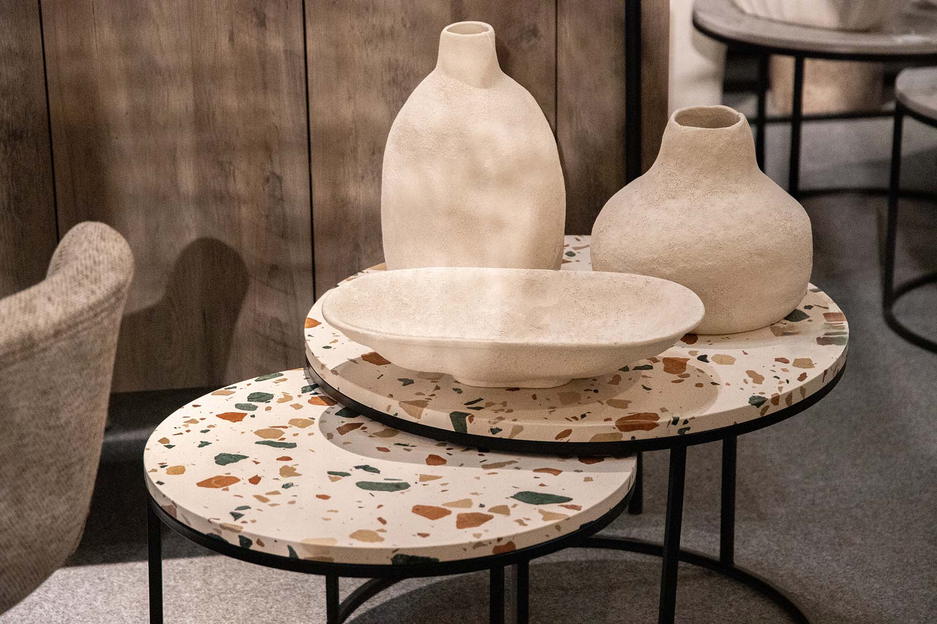 CENTRO DE MESA CERAMICA BEIGE 40x23x8 CM