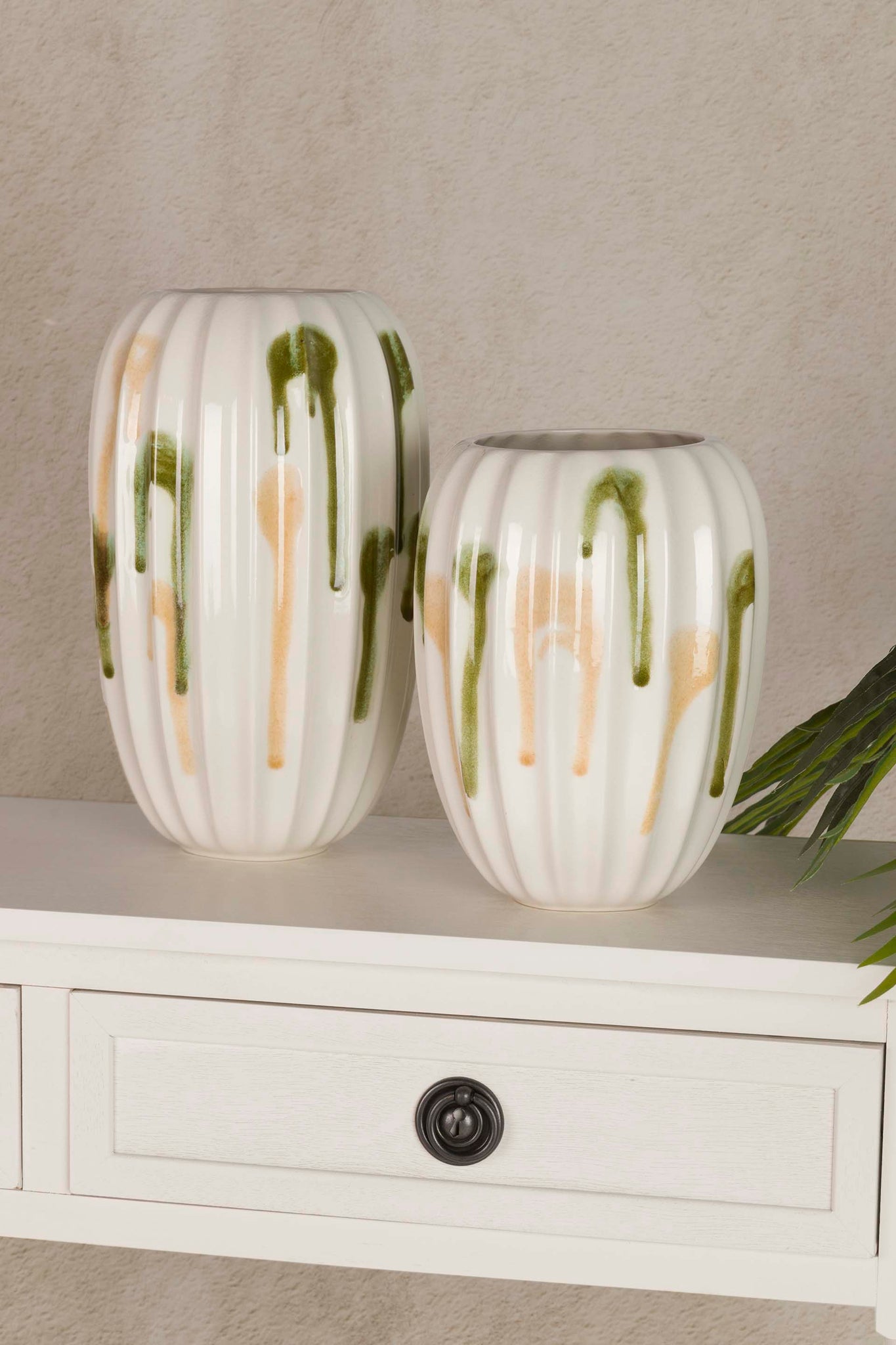 JARRON CERAMICA VERDE AMARILLO 17x17x22 CM