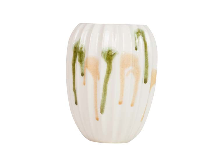 JARRON CERAMICA VERDE AMARILLO 17x17x22 CM