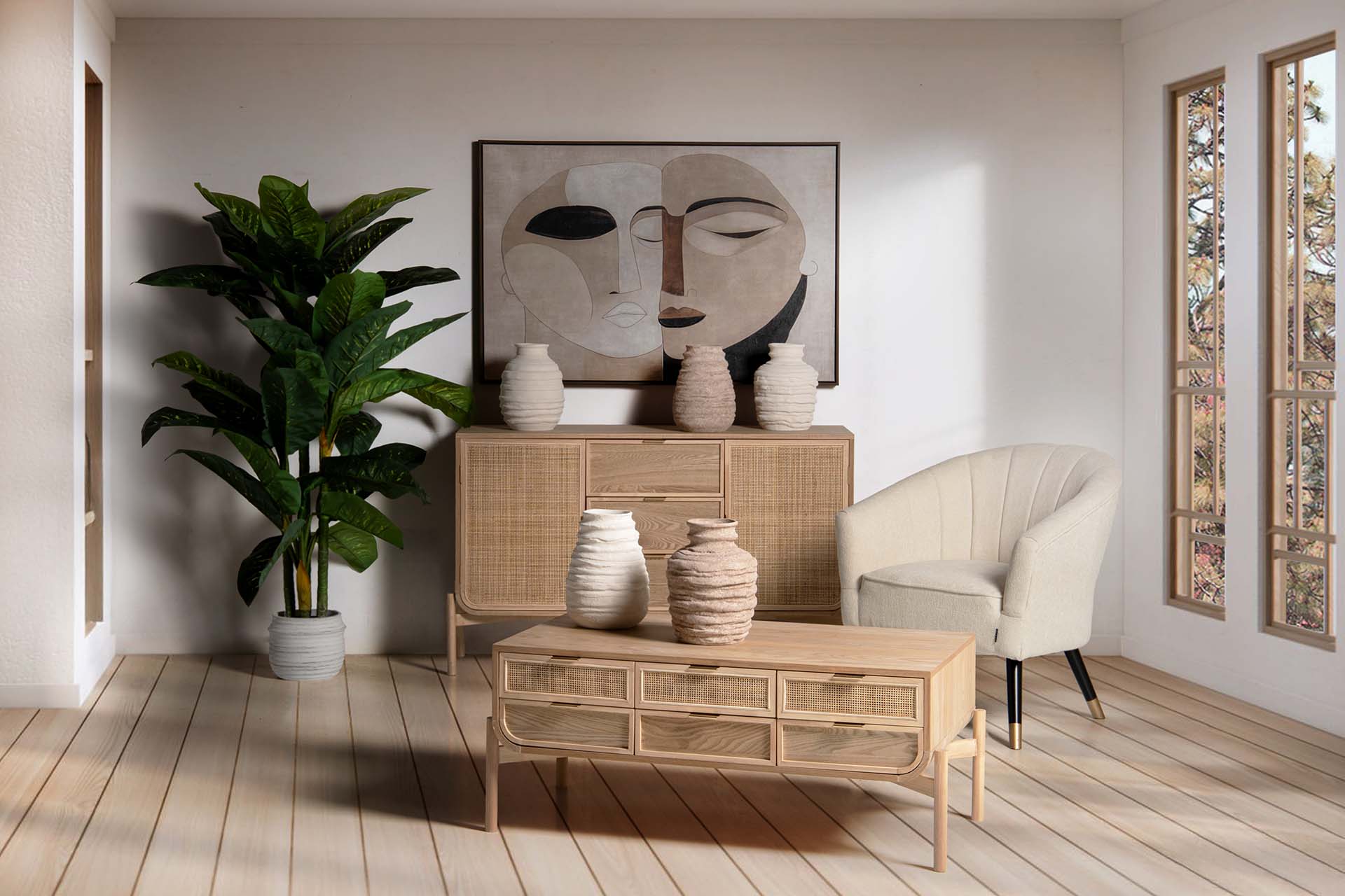 JARRON CERAMICA BEIGE 21x21x29 CM