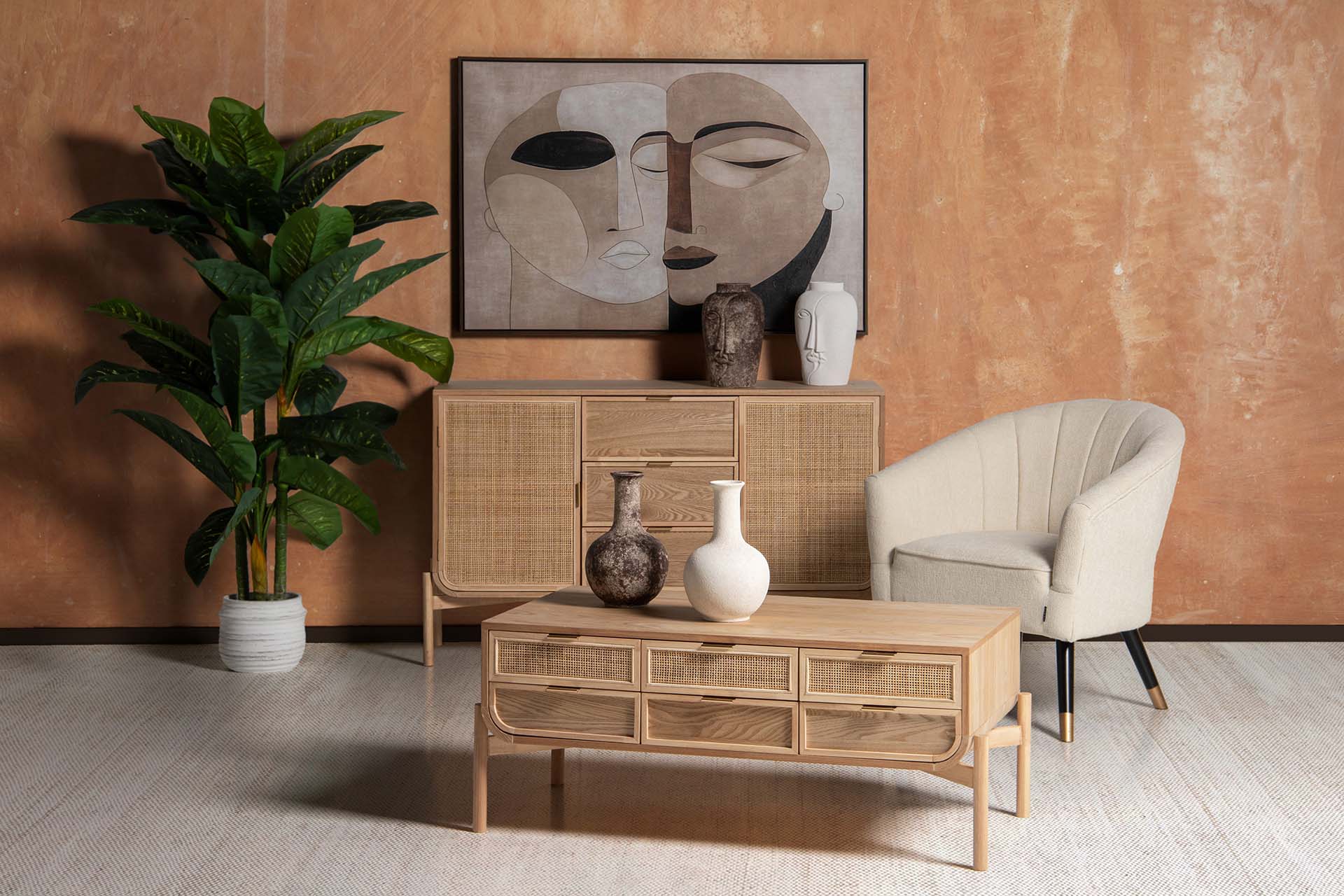 JARRON CERAMICA CARA BEIGE 19x19x30 CM