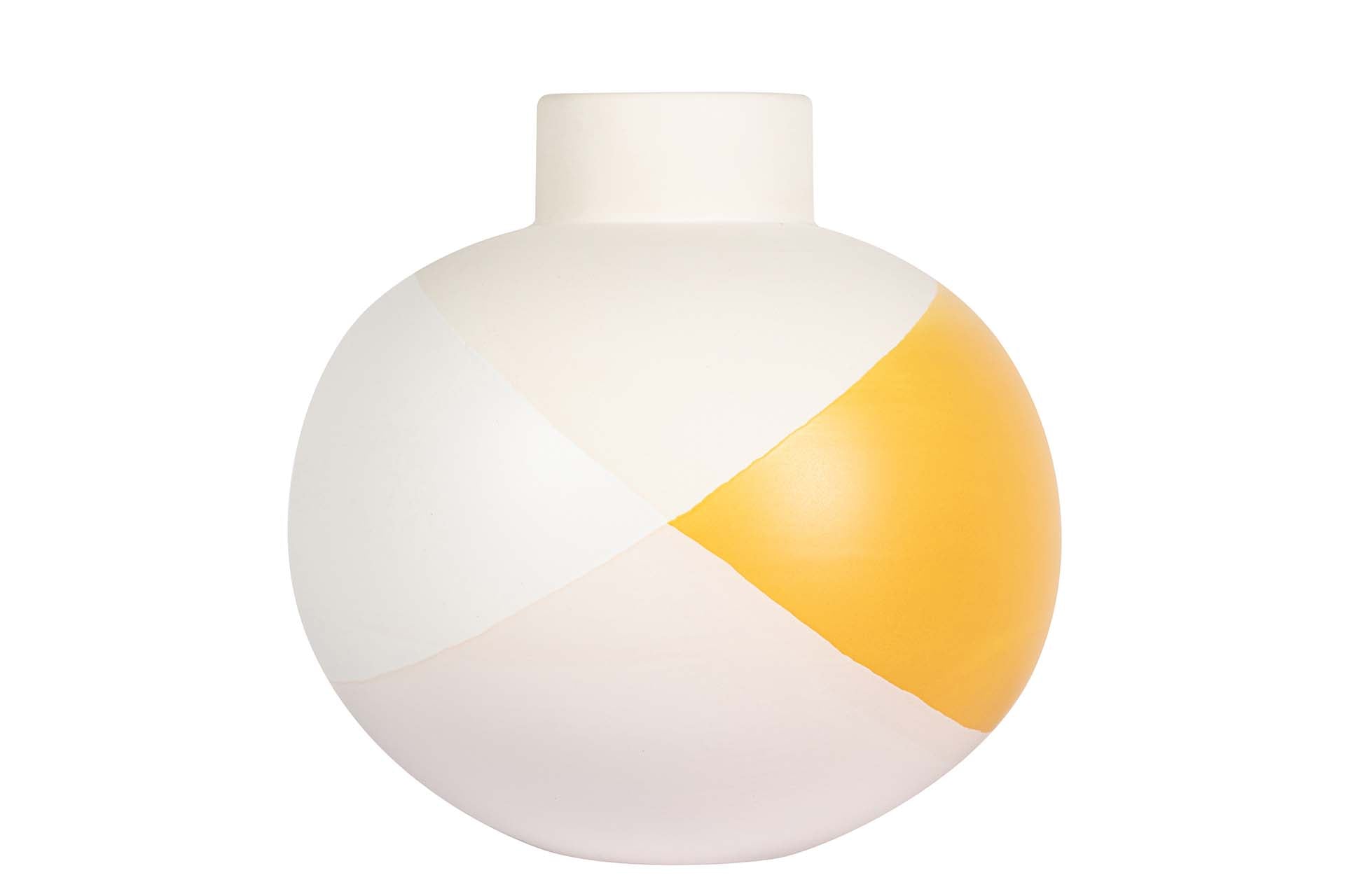 BEIGE YELLOW CERAMIC VASE 22x22x23 CM