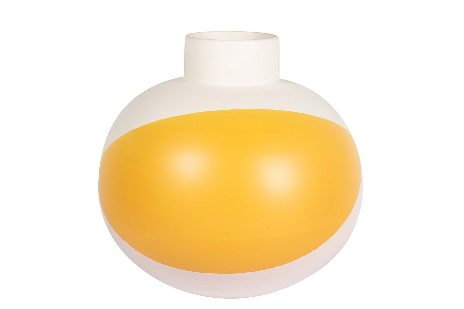 BEIGE YELLOW CERAMIC VASE 22x22x23 CM