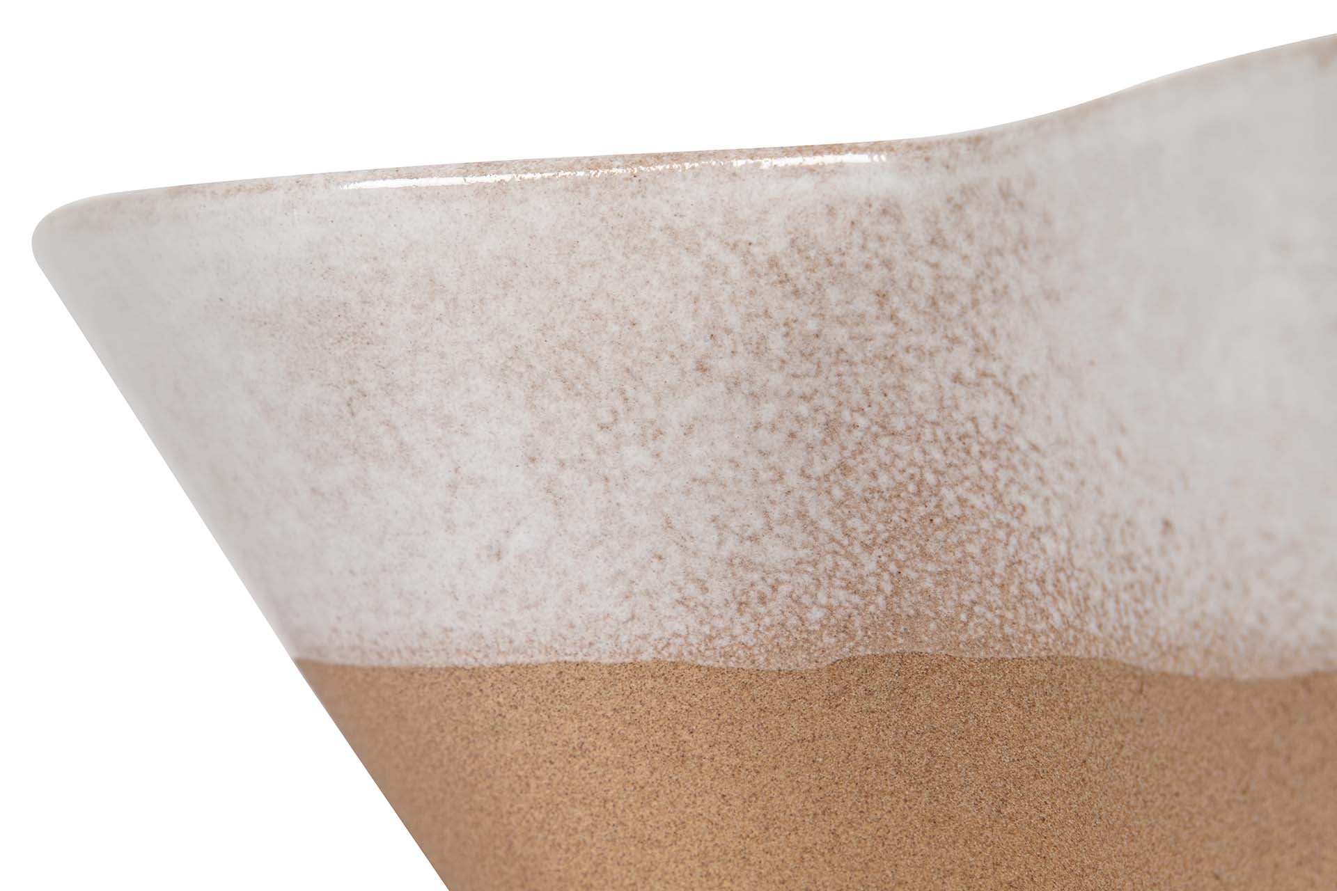 CENTRO DE MESA CERAMICA BEIGE 25x25x9 CM
