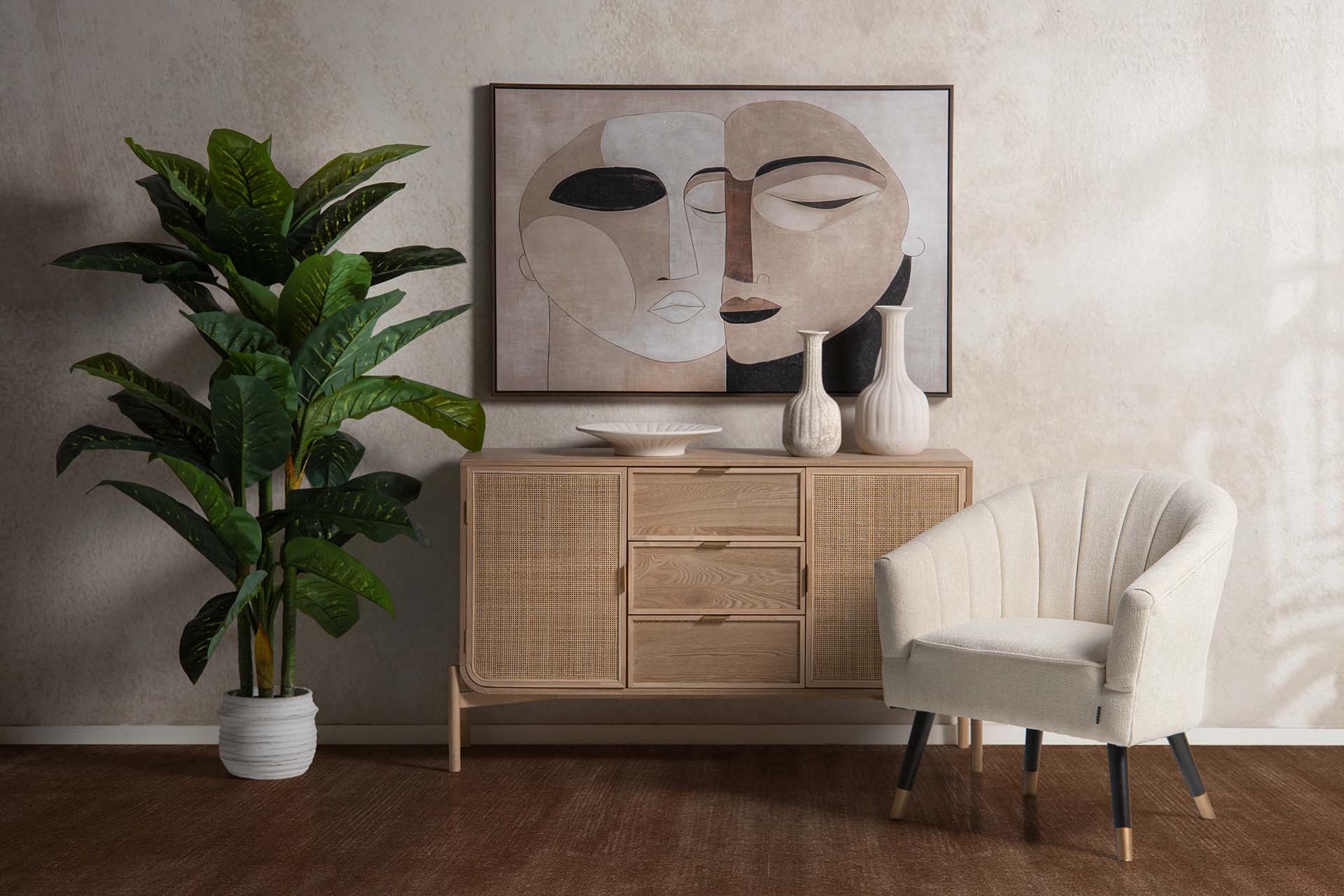 JARRON CERAMICA BEIGE 19x19x38 CM