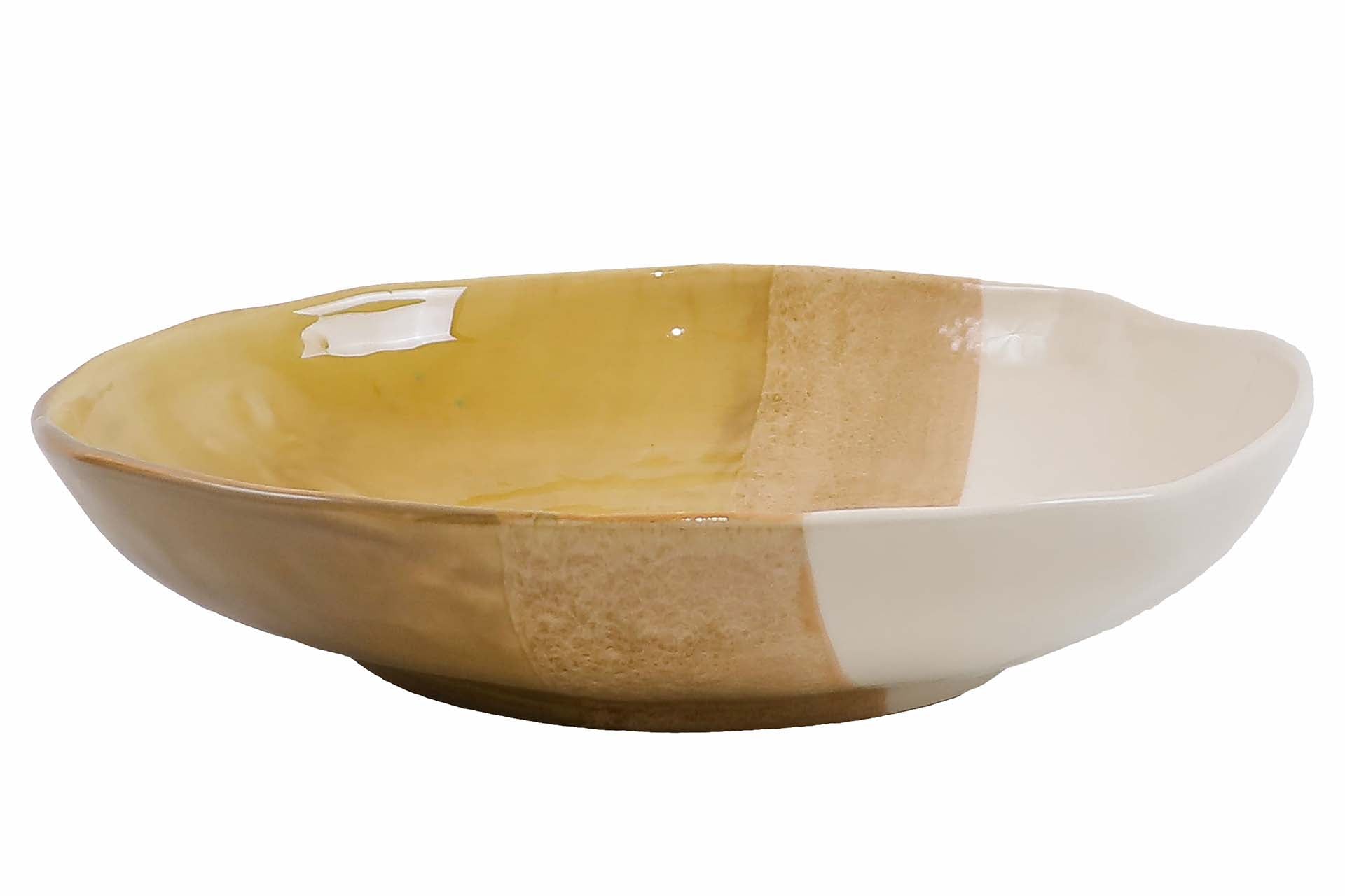 CENTRO DE MESA CERAMICA BEIGE AMARILLO 20x20x34 CM