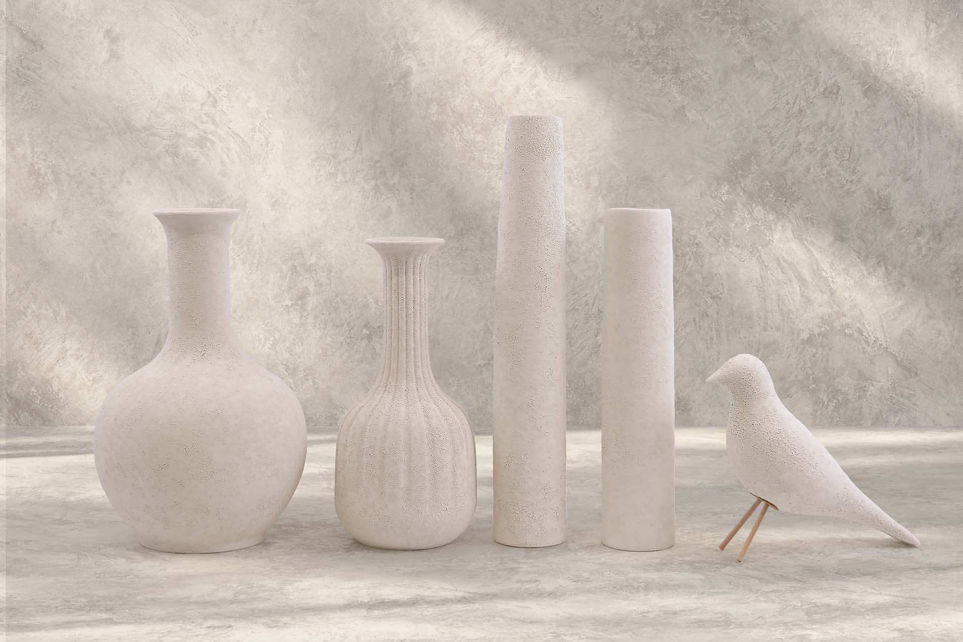 JARRON CERAMICA BEIGE 8x8x45 CM