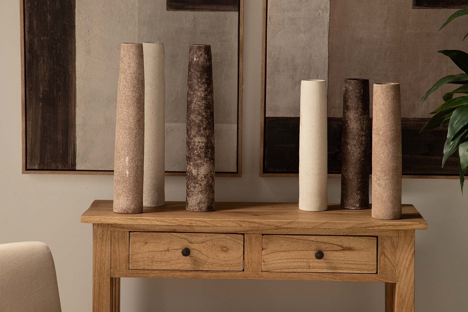 JARRON CERAMICA BEIGE 8x8x45 CM