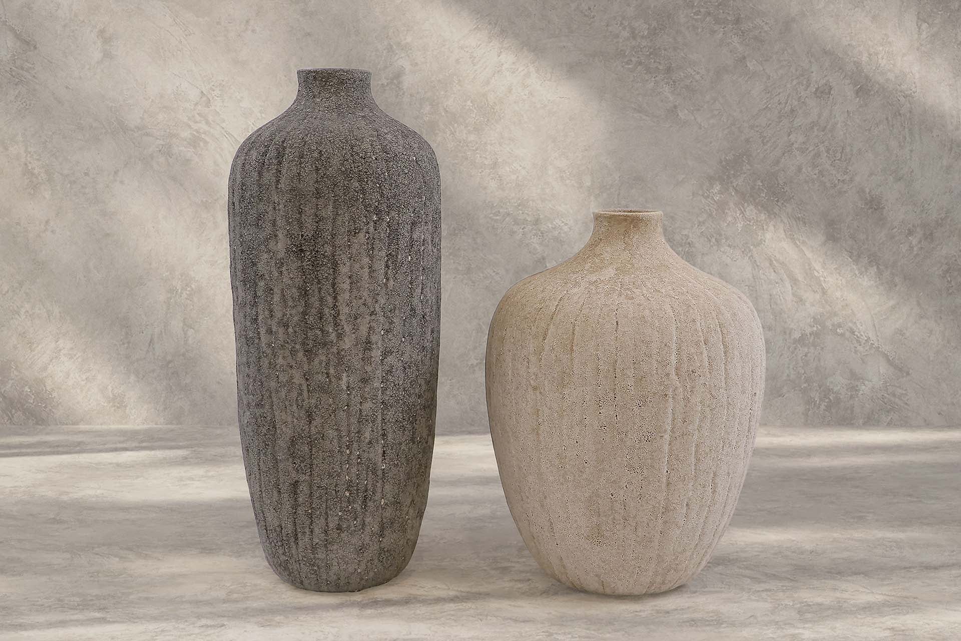 JARRON CERAMICA NEGRO GRIS 14x14x36 CM