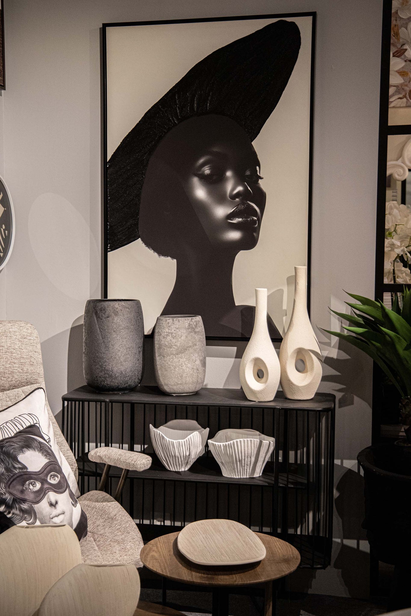 BLACK GREY CERAMIC VASE 20x20x31 CM