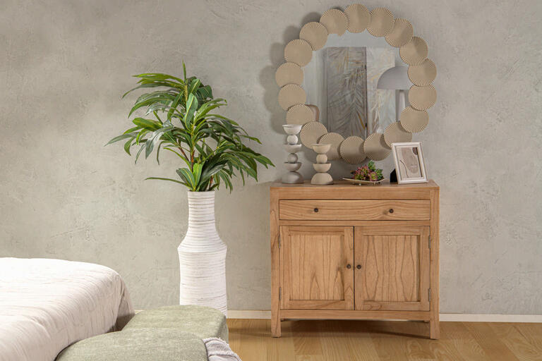 ESPEJO METAL REDONDO BEIGE 90x6x90 CM