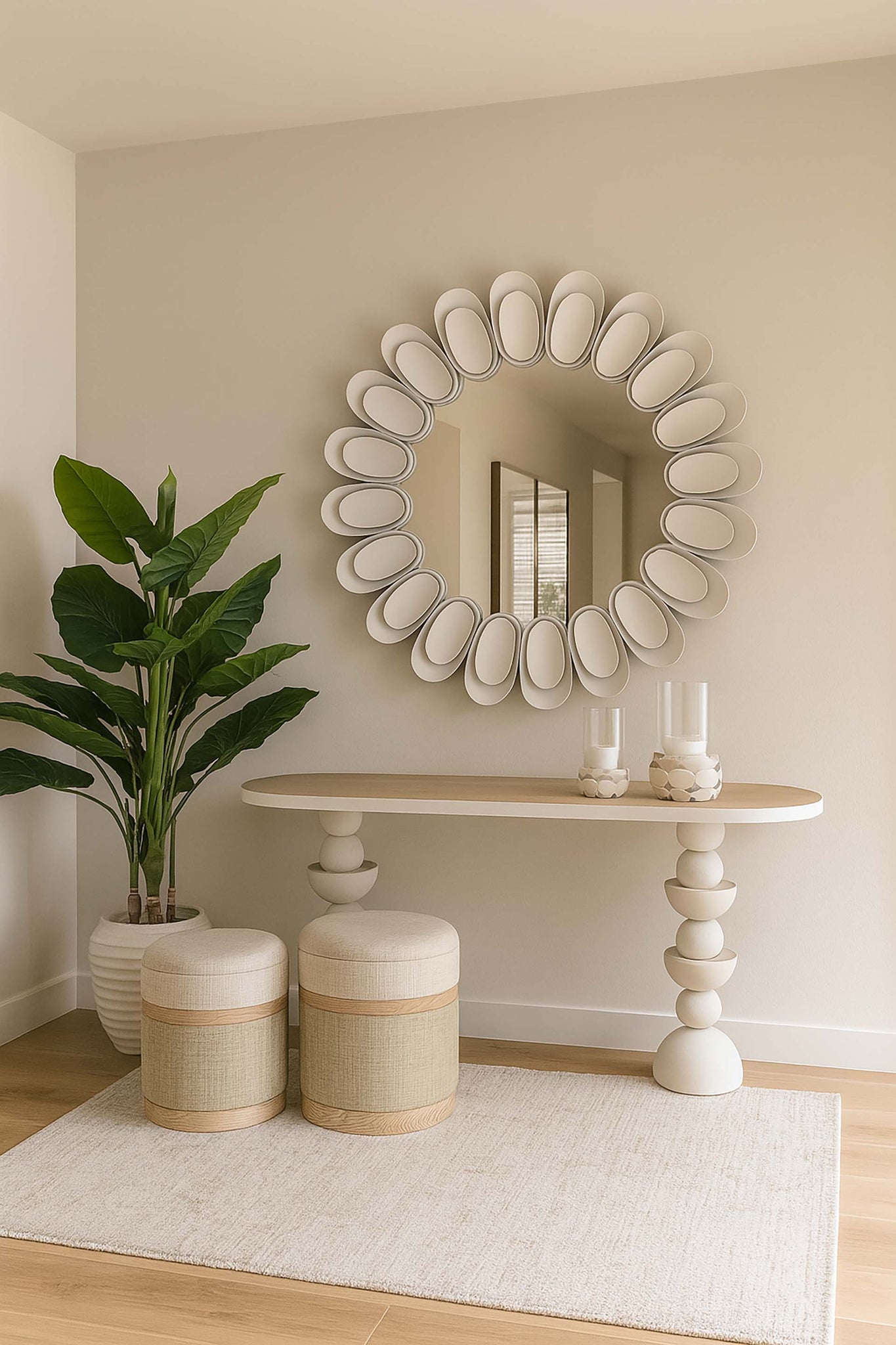 ESPEJO METAL REDONDO BLANCO 85x6x85 CM