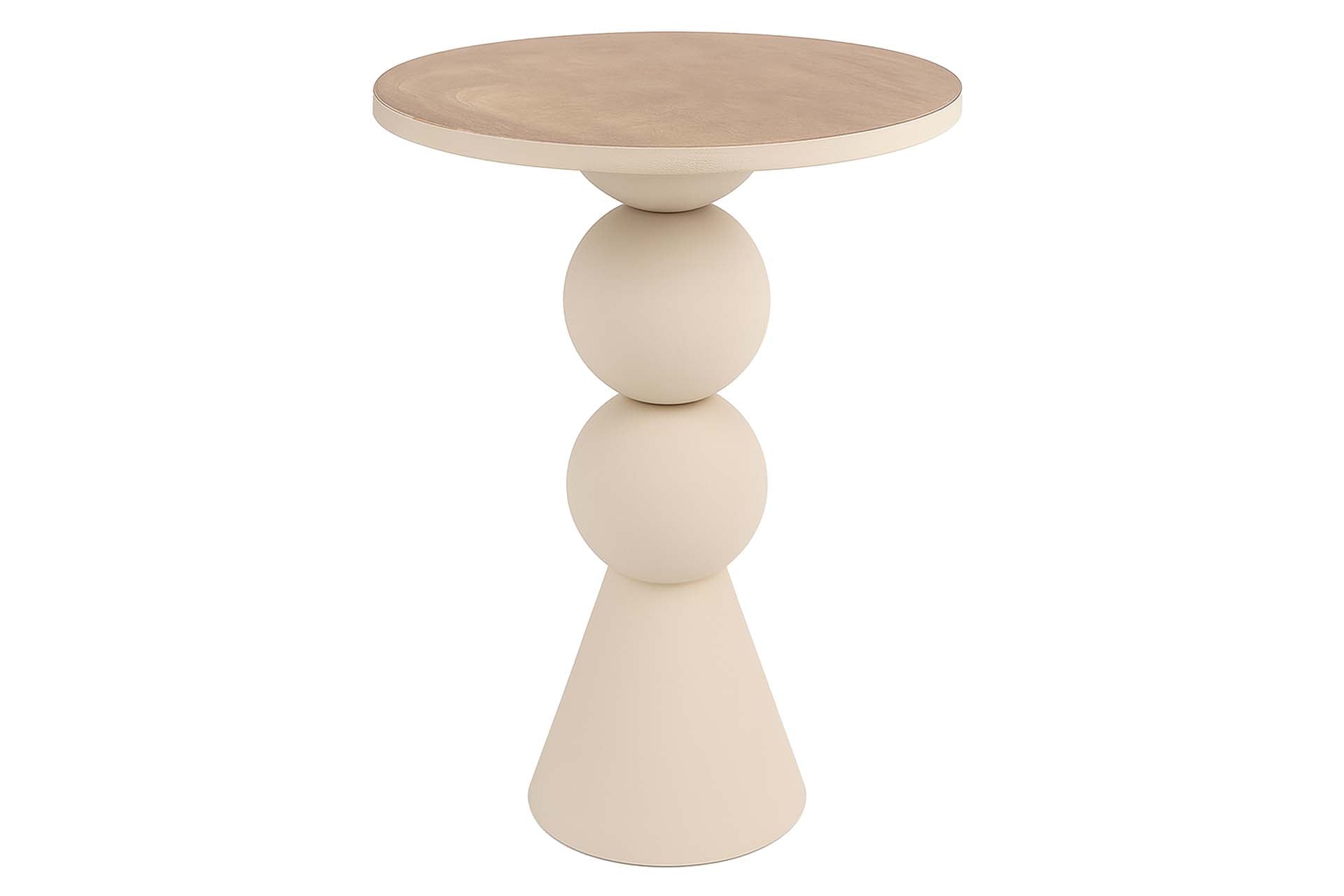MESITA AUXILIAR METAL MDF BEIGE 41x41x63 CM
