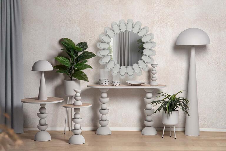 MESITA AUXILIAR METAL MDF BLANCO 41x41x52 CM