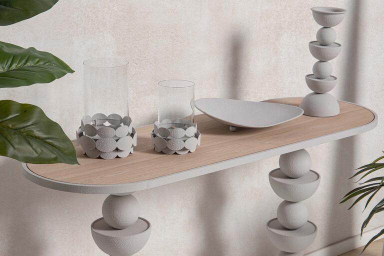 CONSOLA METAL MDF BLANCO 120x40x75 CM