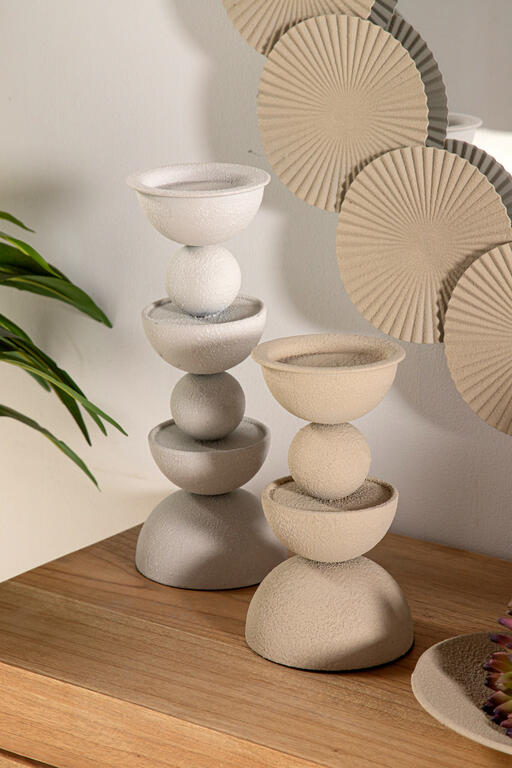 CANDELABRO METAL BLANCO 13x13x32 CM