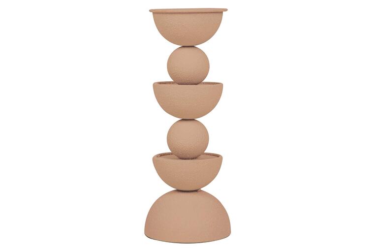 CANDELABRO METAL BEIGE 13x13x32 CM