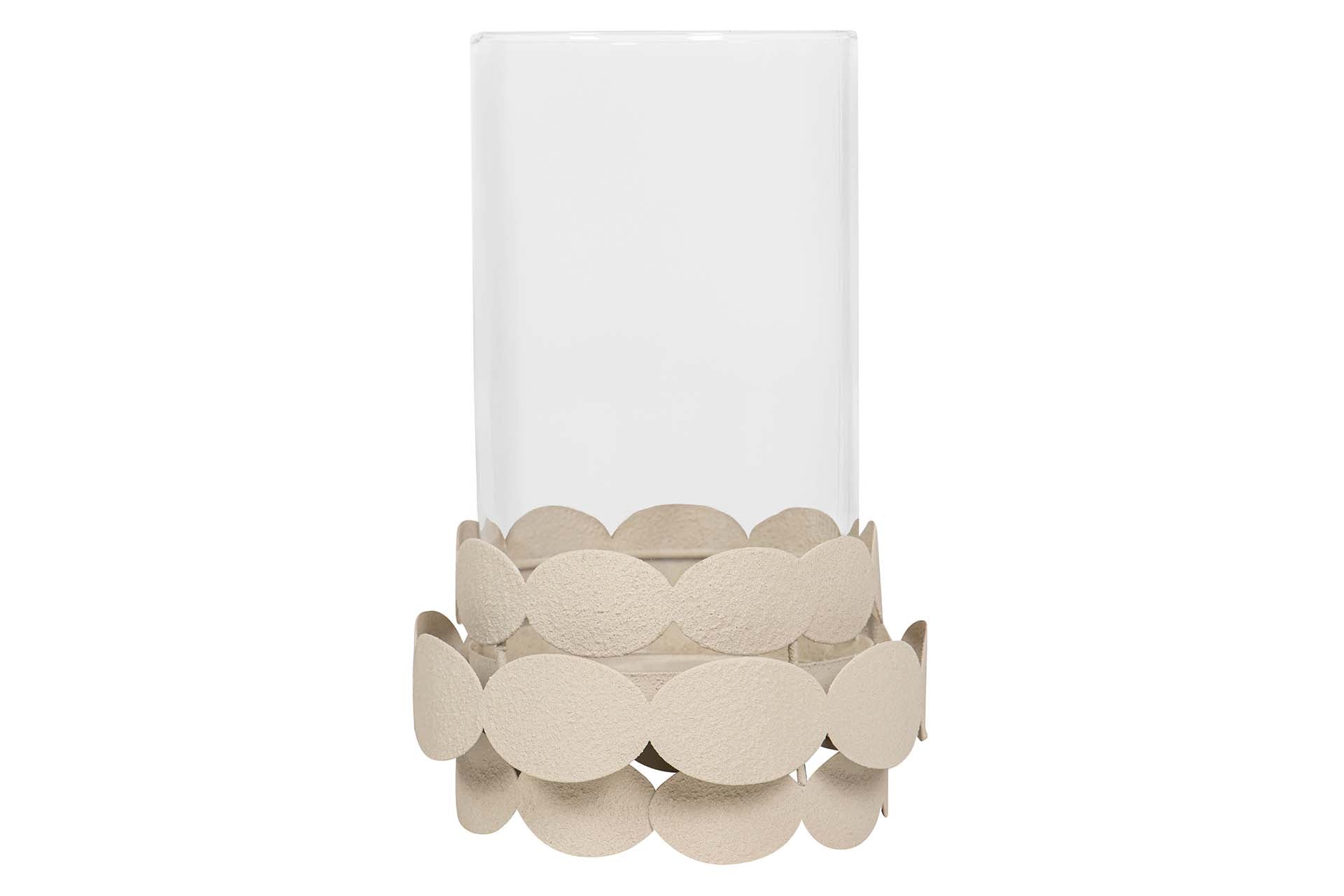 PORTAVELAS METAL BEIGE 16x16x25 CM