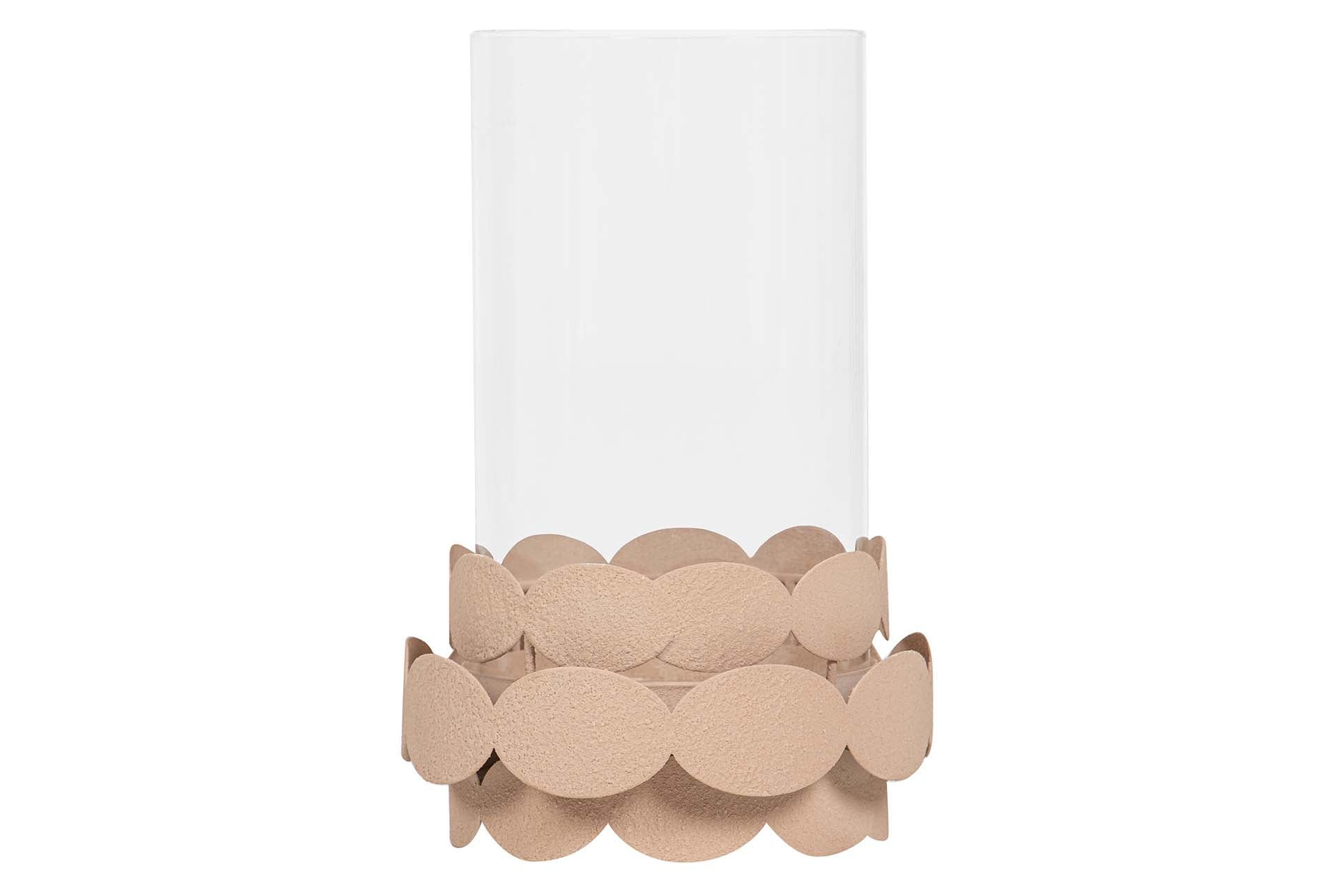 PORTAVELAS METAL BEIGE 16x16x25 CM - Min.2 uds