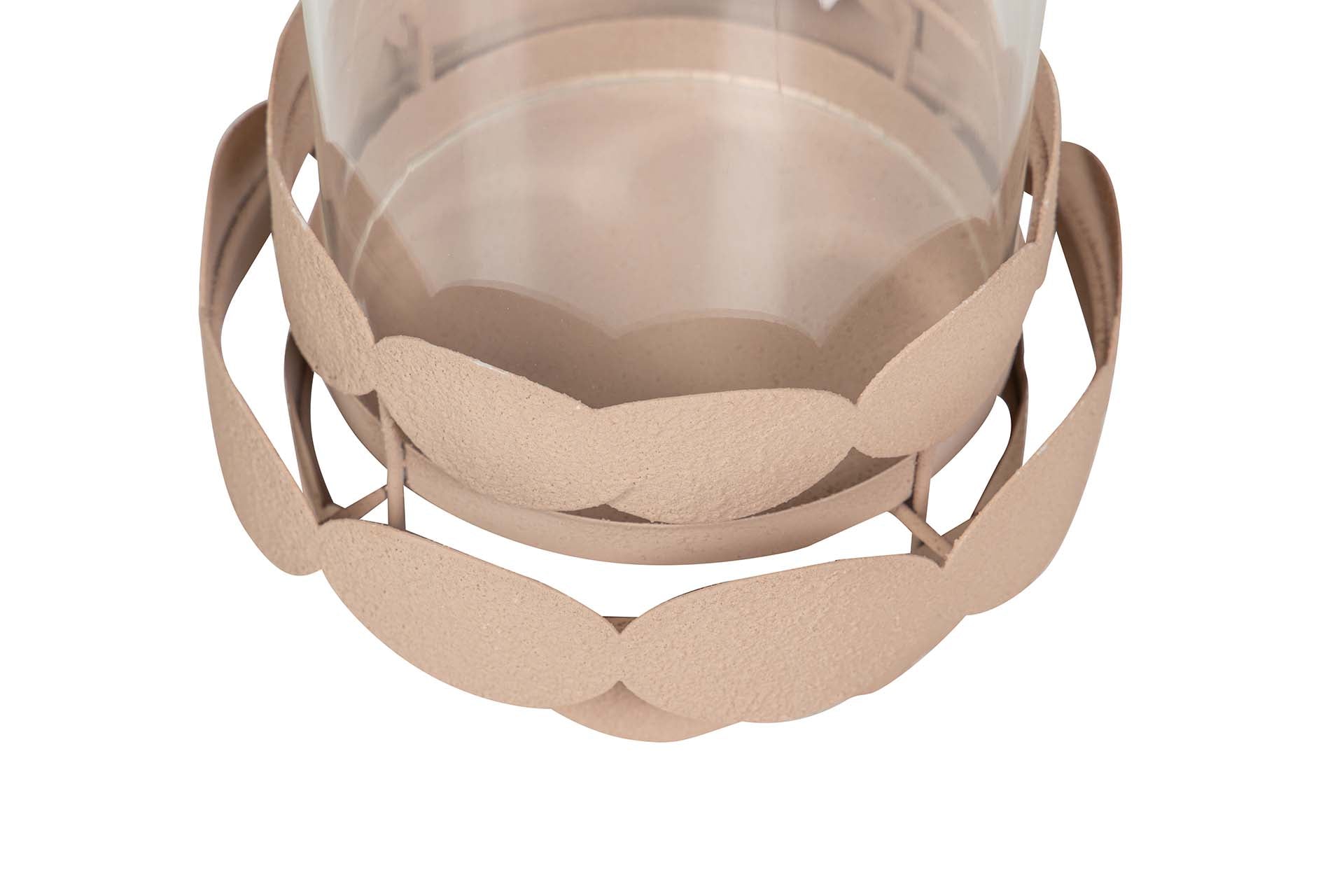 PORTAVELAS METAL BEIGE 16x16x25 CM - Min.2 uds