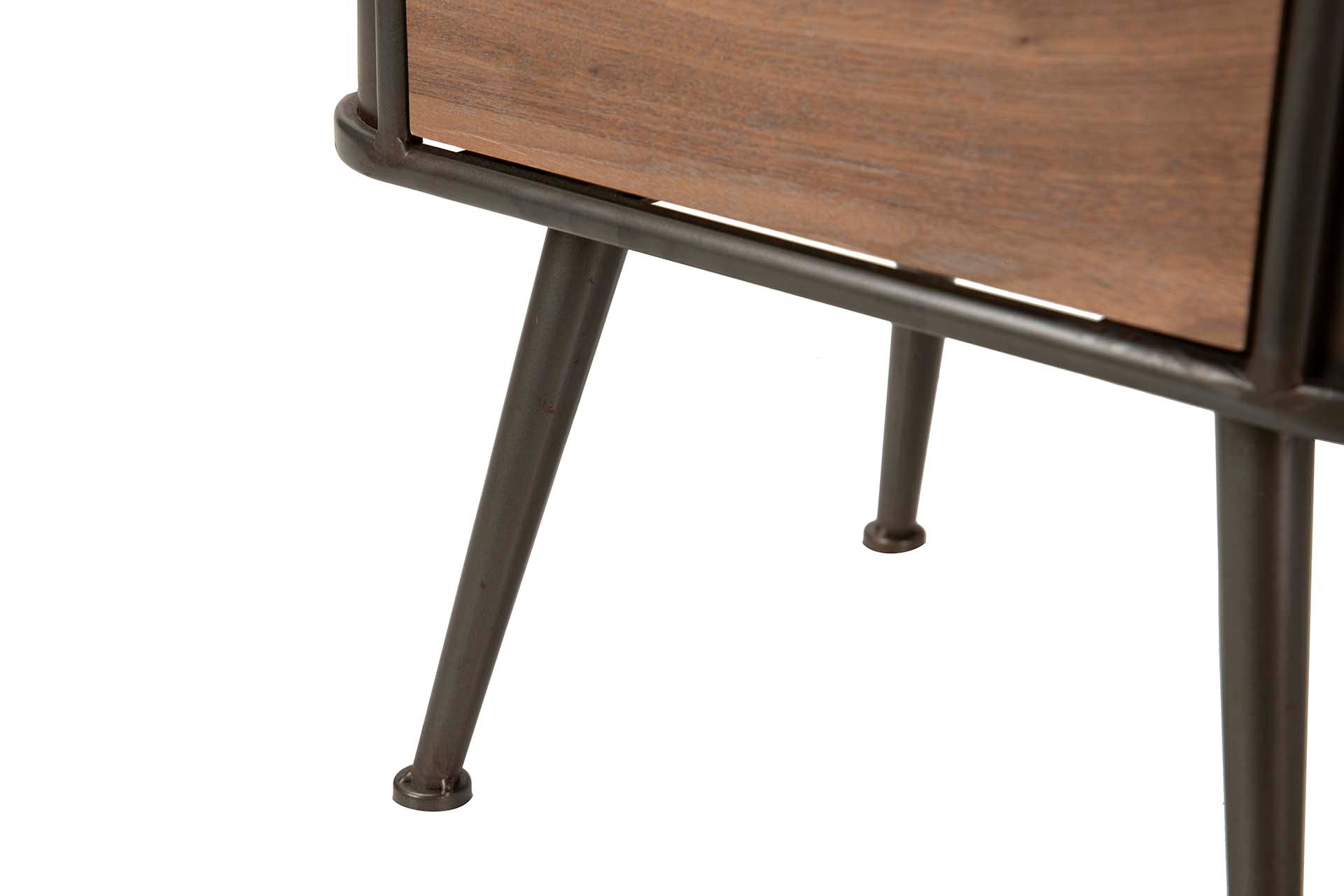 MESA DE METAL DE MADEIRA MARROM PRETA 50x40x63 CM