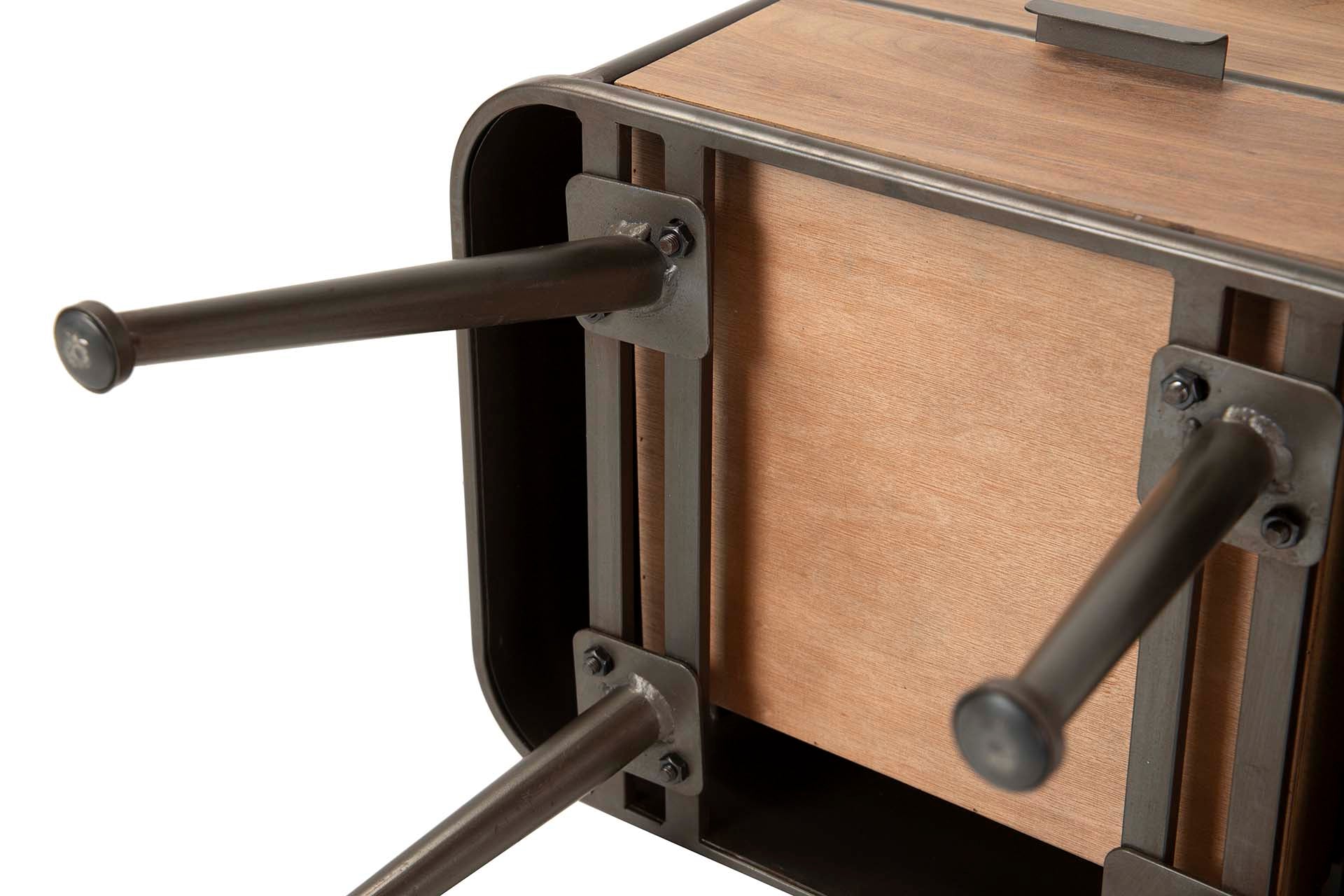 MESA DE METAL DE MADEIRA MARROM PRETA 50x40x63 CM