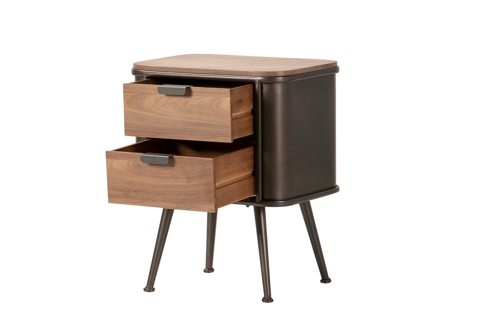 MESA DE METAL DE MADEIRA MARROM PRETA 50x40x63 CM