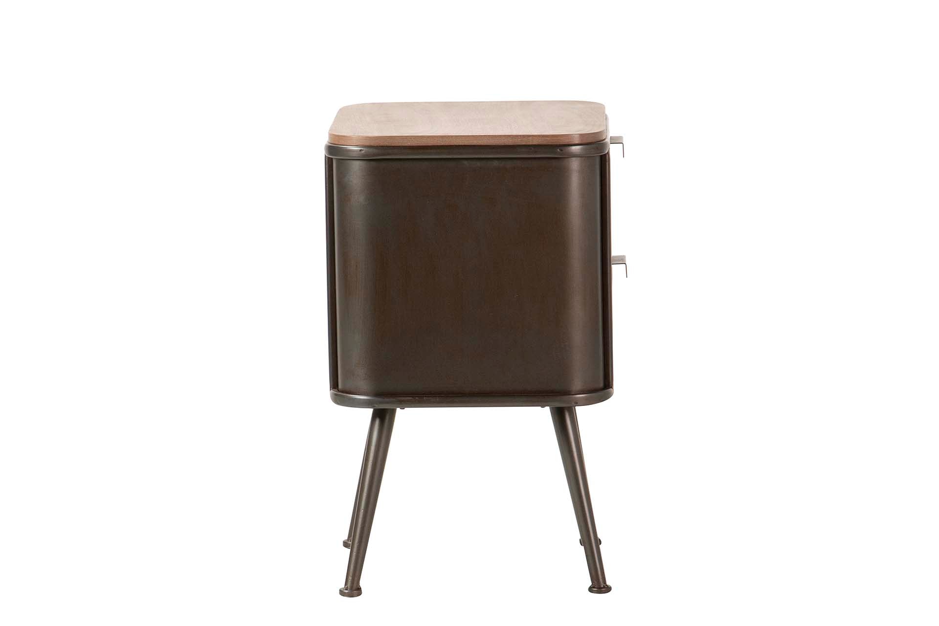 MESA DE METAL DE MADEIRA MARROM PRETA 50x40x63 CM