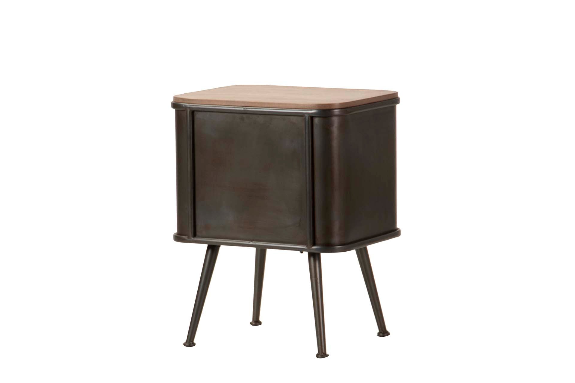 MESA DE METAL DE MADEIRA MARROM PRETA 50x40x63 CM