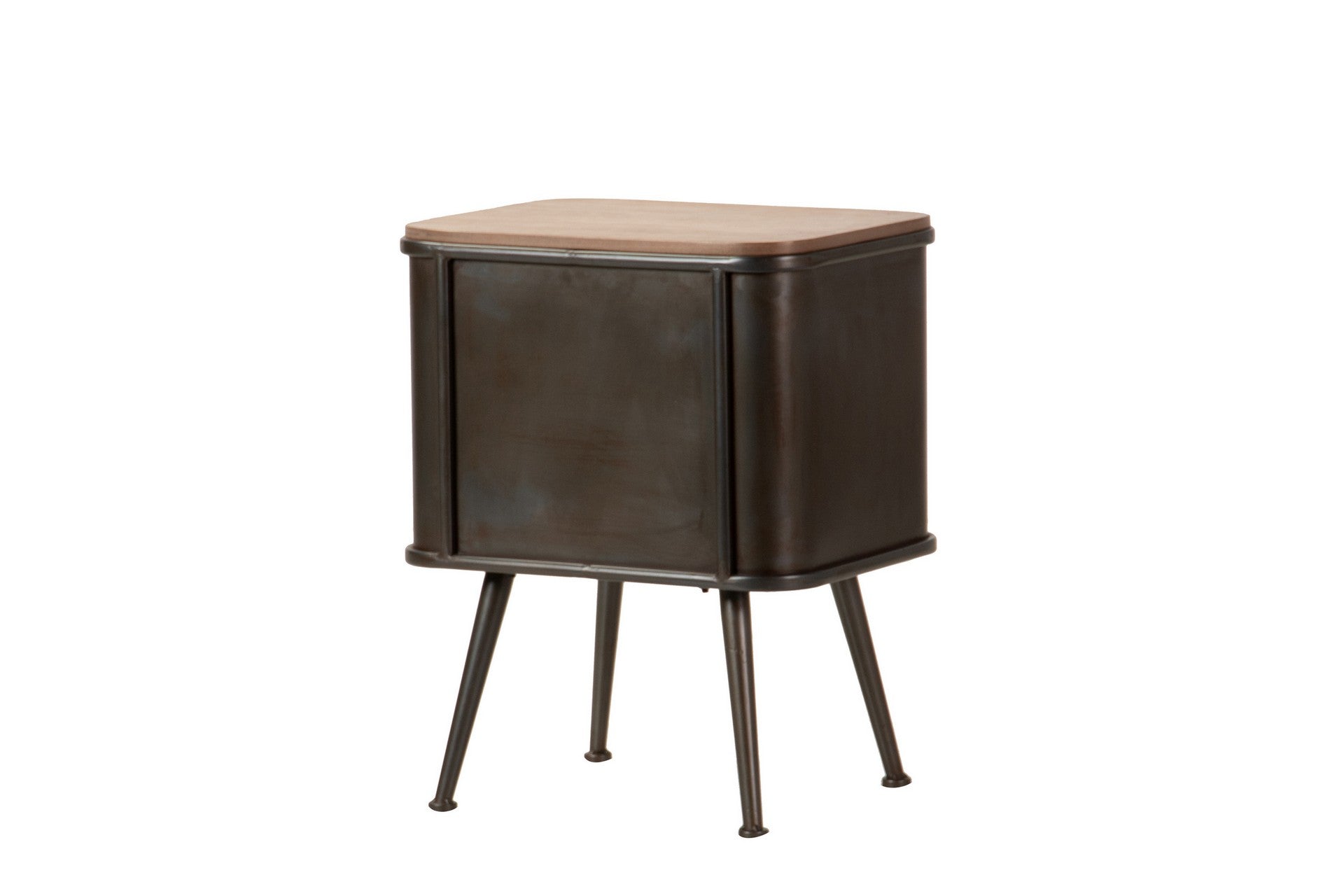 Mesa de centro de metal em madeira marrom e preta, 50x40x63 cm