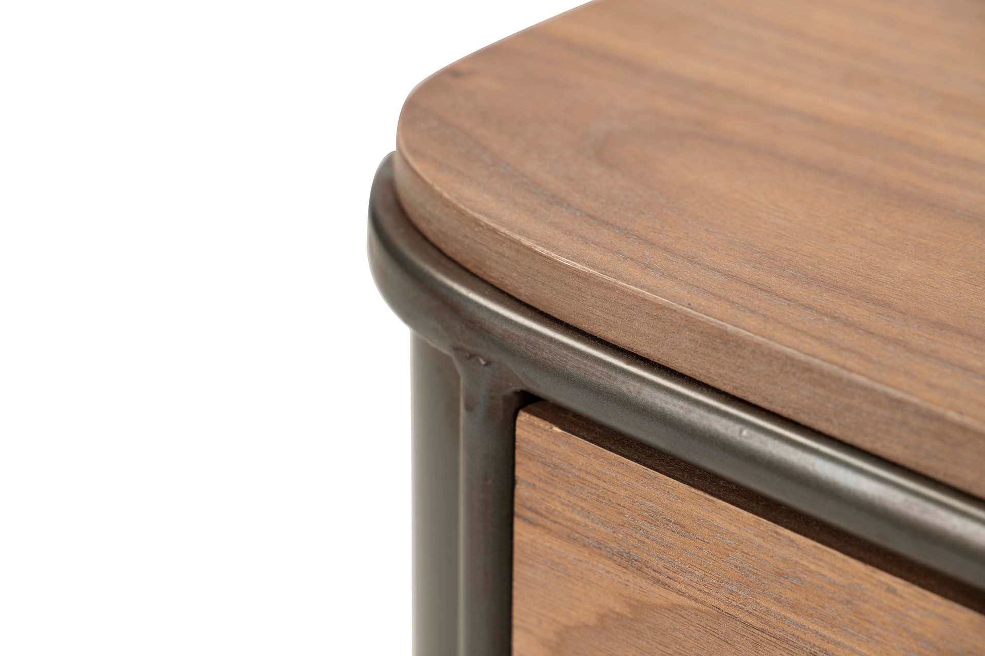 MESA DE METAL DE MADEIRA MARROM PRETA 50x40x63 CM