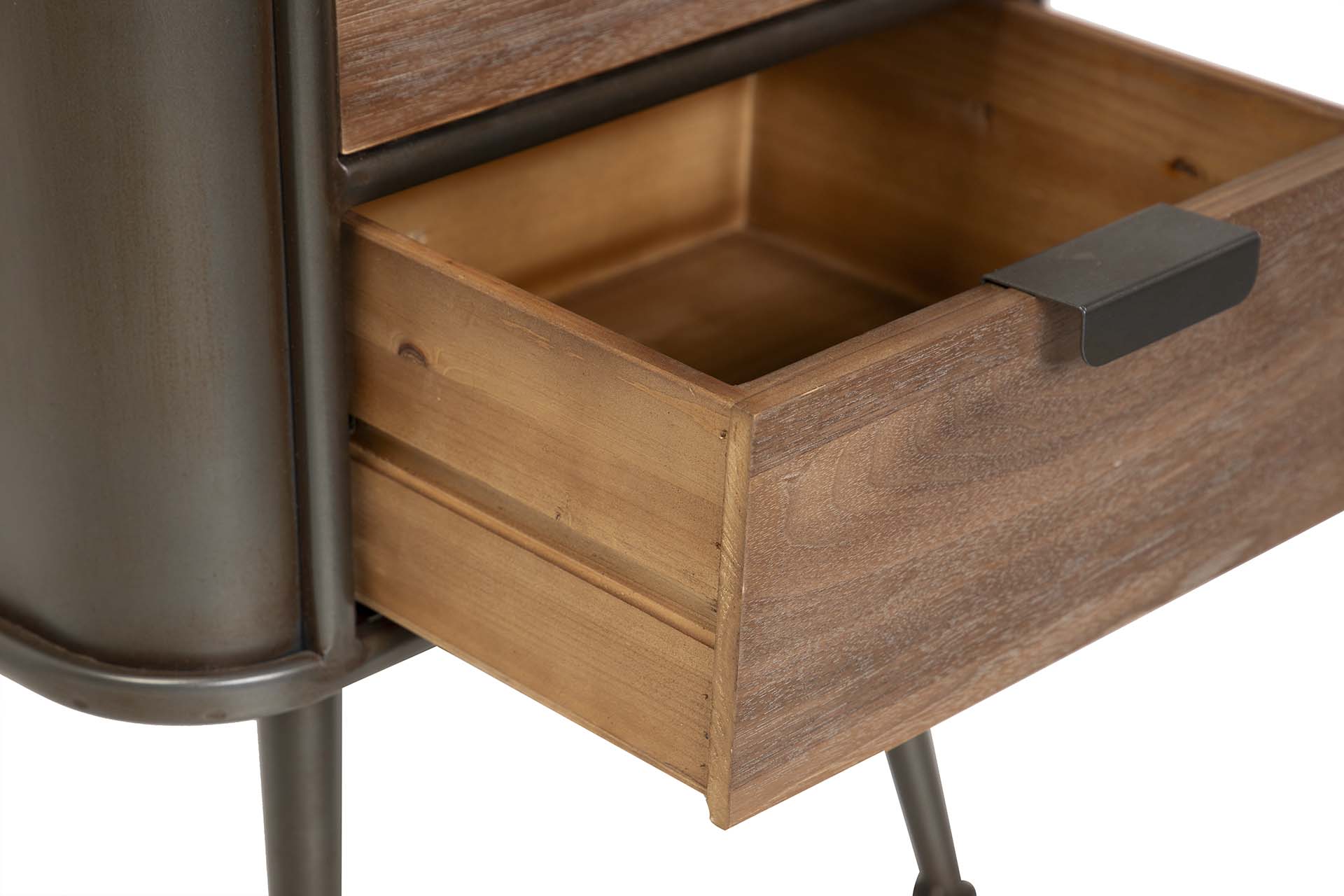 MESA DE METAL DE MADEIRA MARROM PRETA 50x40x63 CM