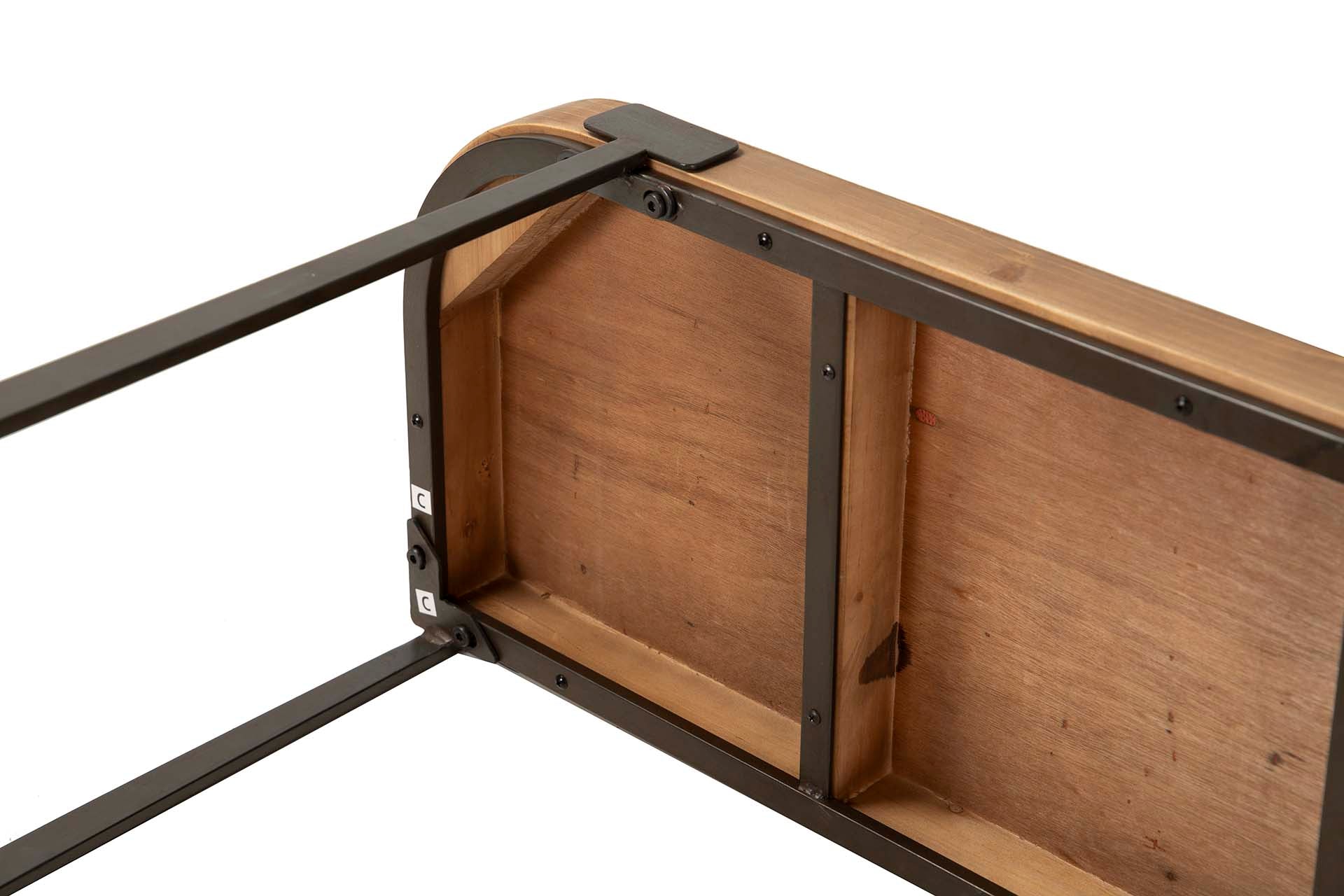 BLACK BROWN METAL WOODEN CONSOLE 120x35x75 CM