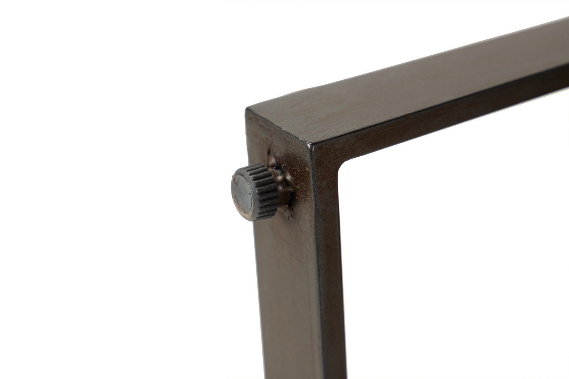 Mesa lateral de madeira e metal marrom, 58x58x61 cm