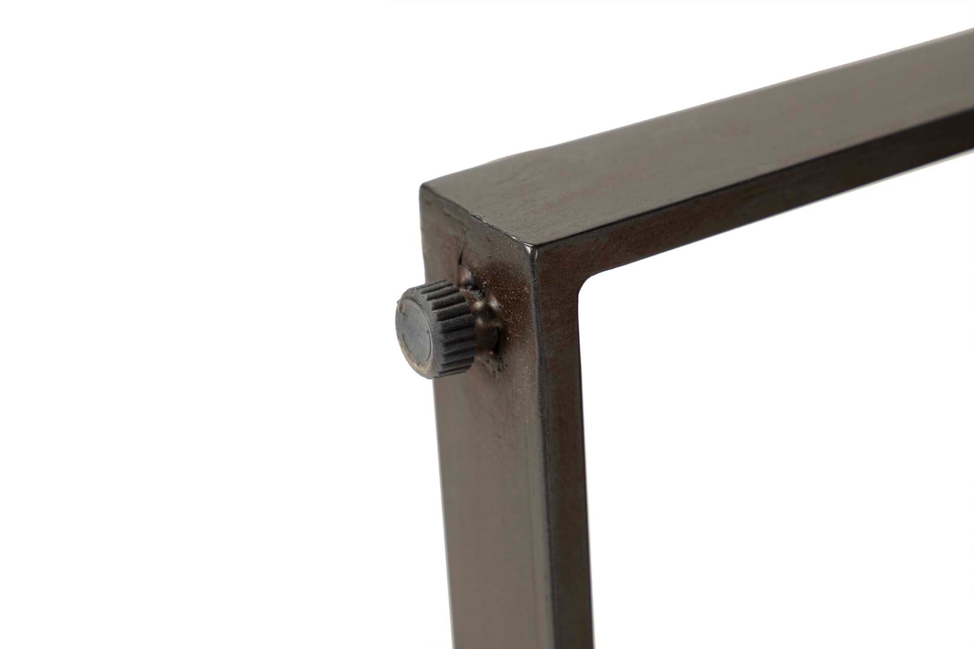 Brown wooden and metal side table, 58x58x61 cm