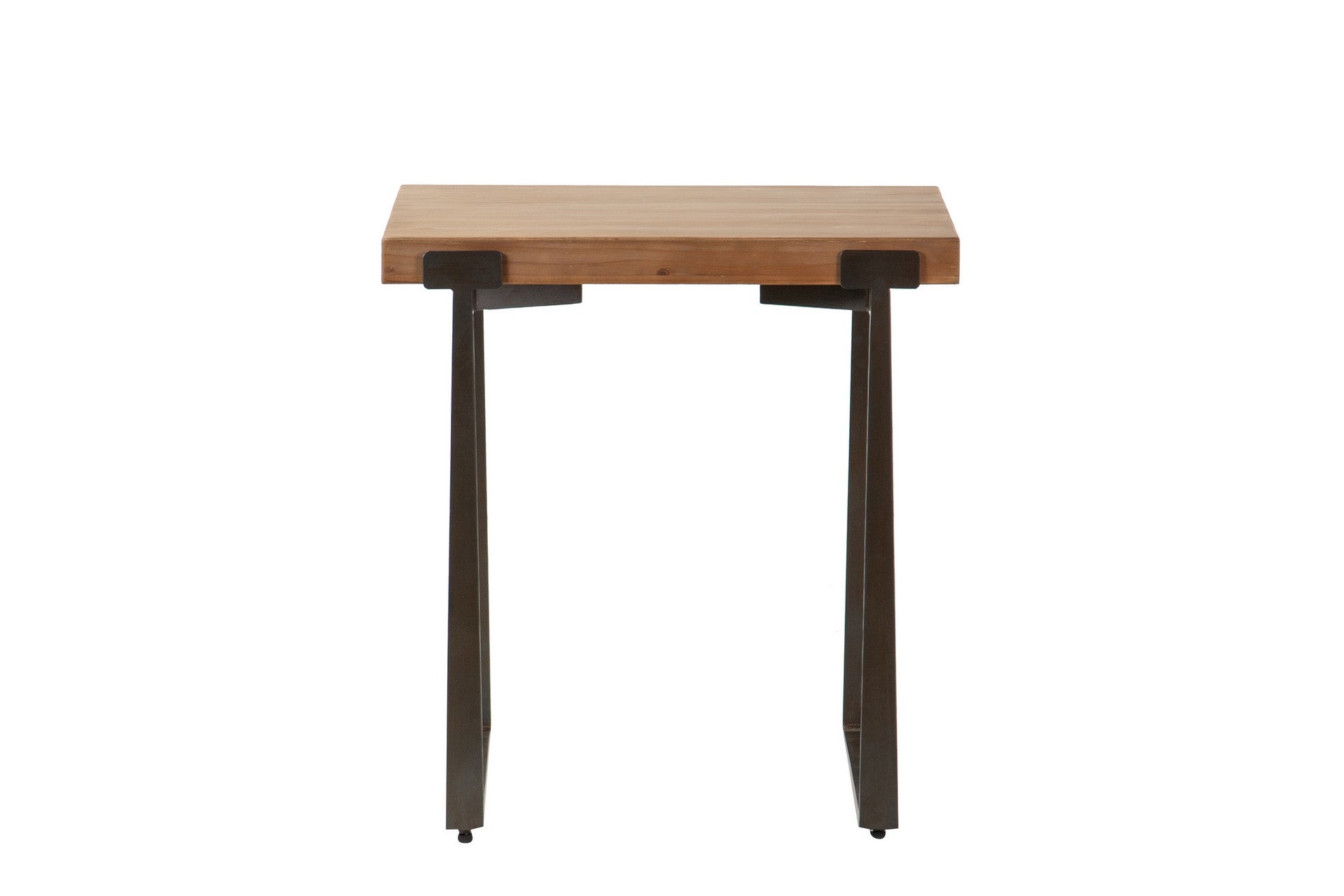Mesa lateral de madeira e metal marrom, 58x58x61 cm