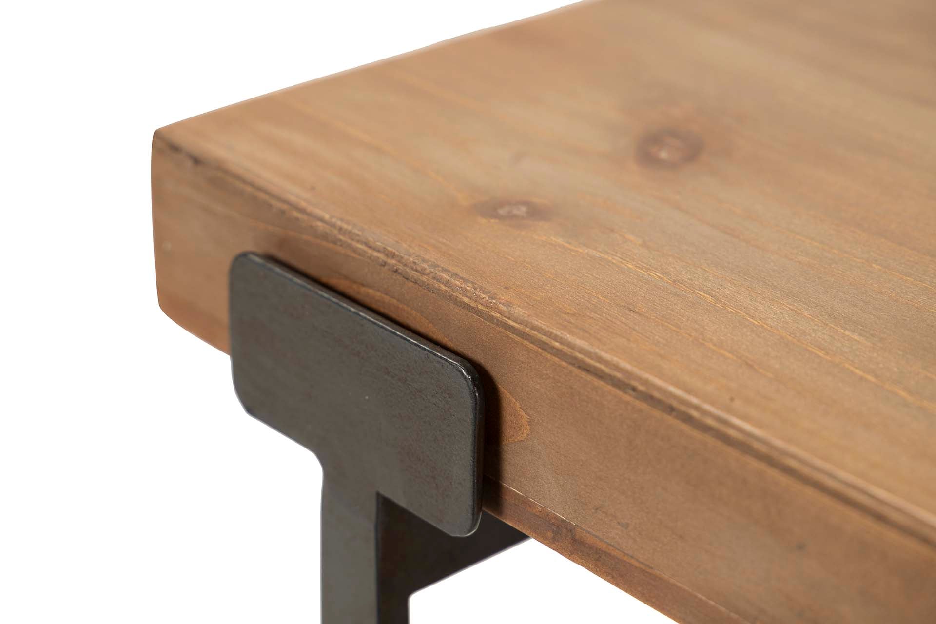 Brown wooden and metal side table, 58x58x61 cm