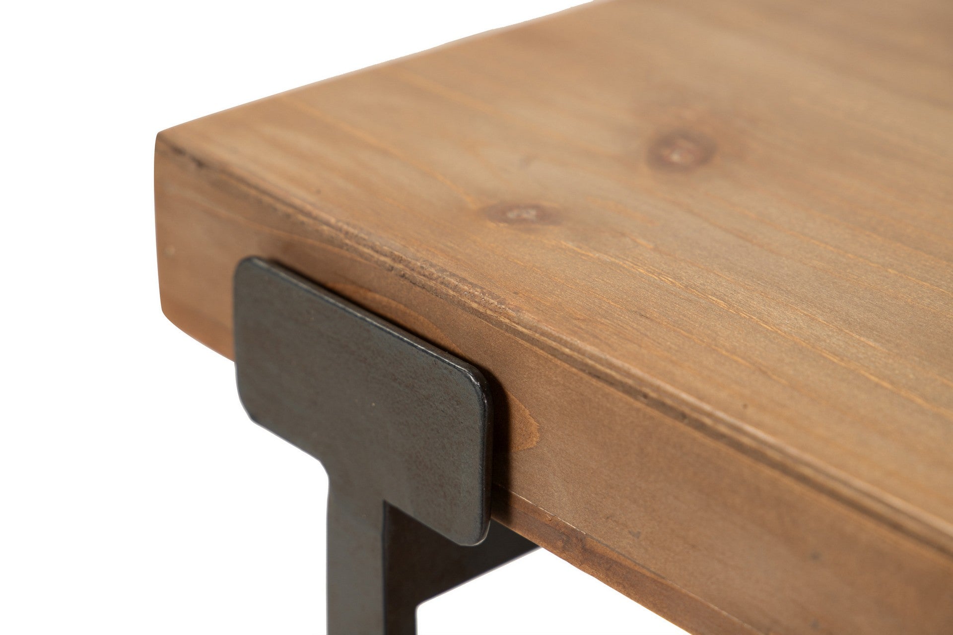 Mesa lateral de madeira e metal marrom, 58x58x61 cm
