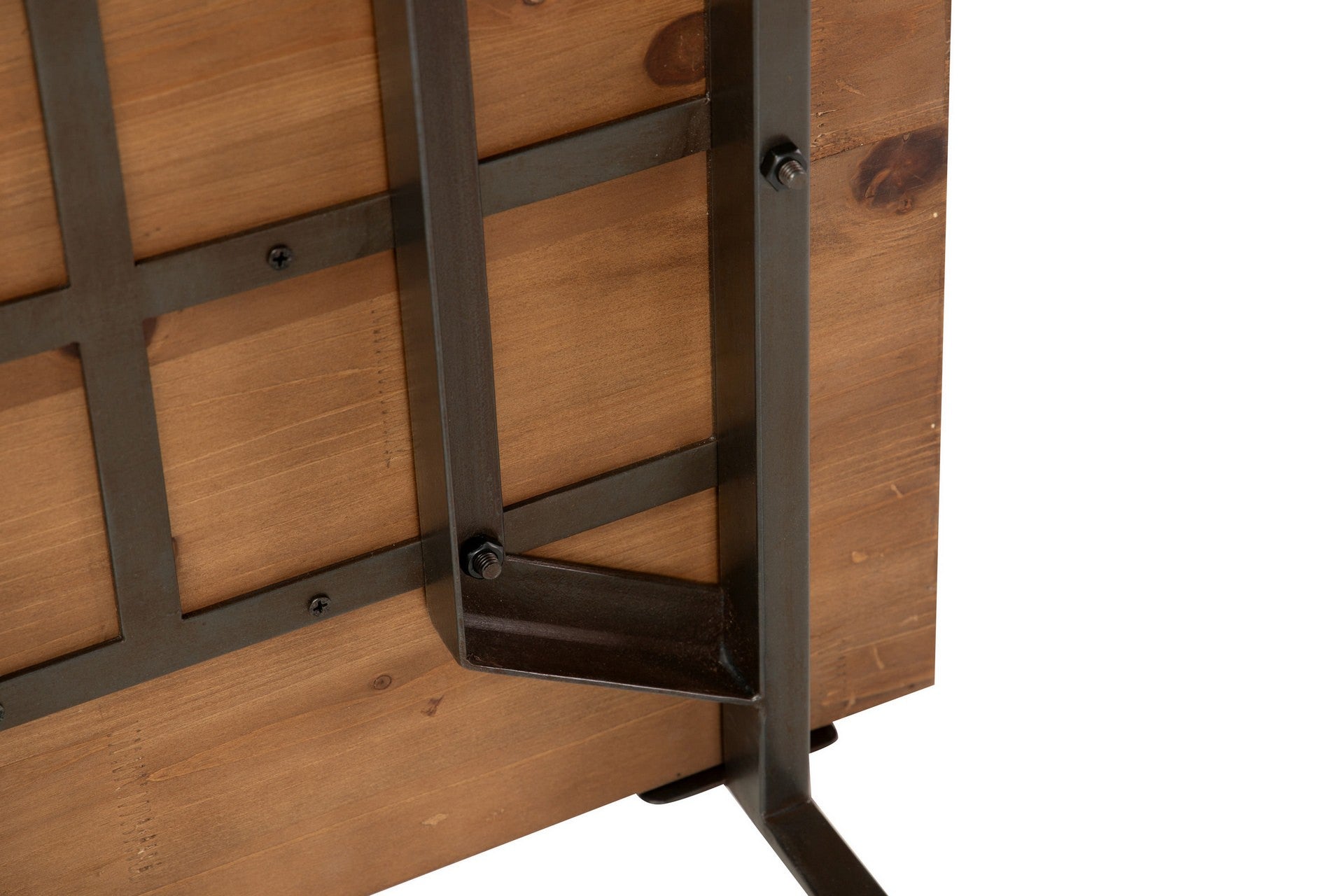Mesa lateral de madeira e metal marrom, 58x58x61 cm