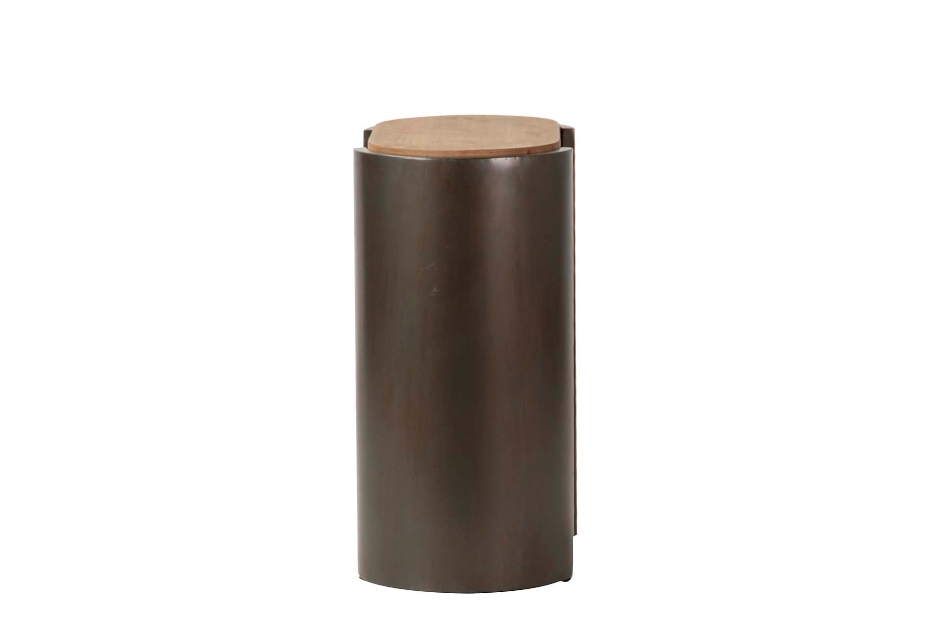 Mesa de centro de metal em madeira marrom e preta, 62x34x71 cm