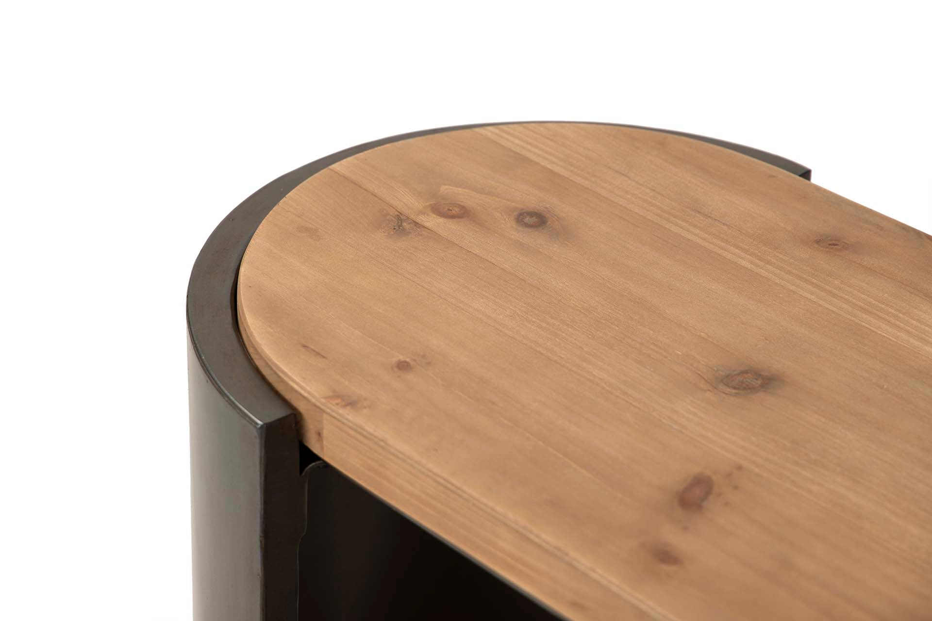 Mesa de centro de metal em madeira marrom e preta, 62x34x71 cm