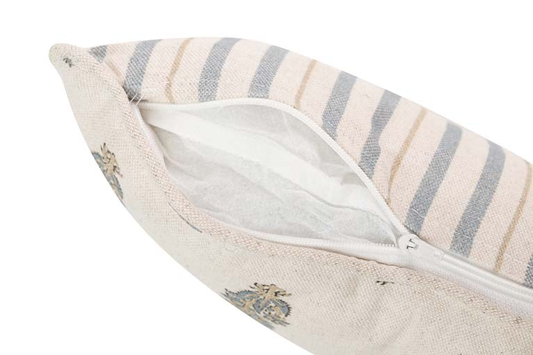 COJIN LINO FLORES RAYAS 45x30 CM - Min.2 uds