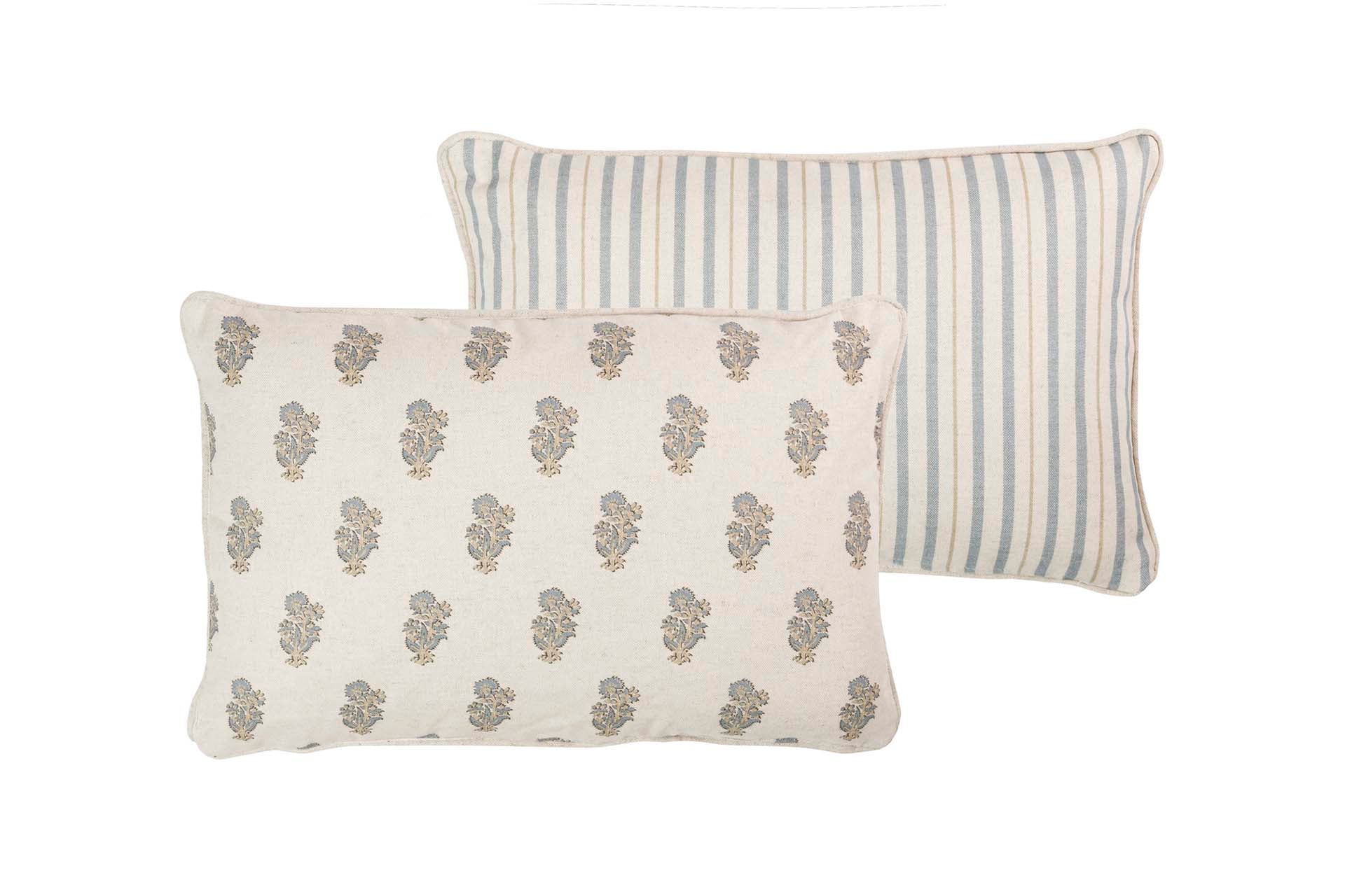 COJIN LINO FLORES RAYAS 45x30 CM - Min.2 uds