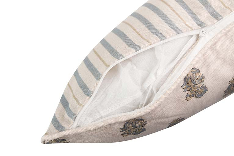 COJIN LINO FLORES RAYAS 45x45 CM - Min.2 uds